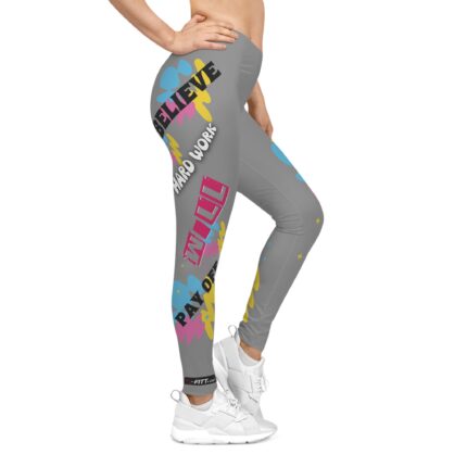 Motivational Women's Casual Leggings / Believe Hard Work