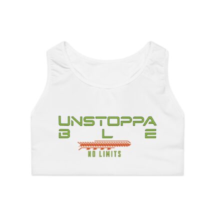 Motivational Sports Bra Unstoppable No Limits White