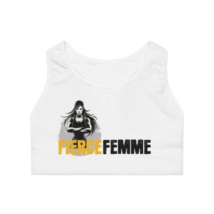 Motivational Sports Bra Fierce Femme White