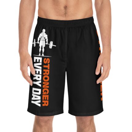 Motivational Fitness Board Shorts / Stronger Every Day