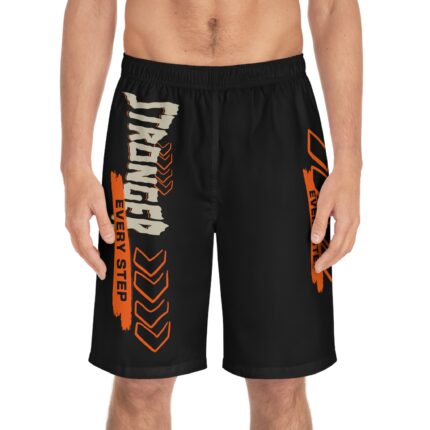 Motivational Fitness Board Shorts / Stronger Every Step