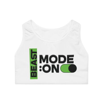 Motivational Sports Bra Beast Mode On White