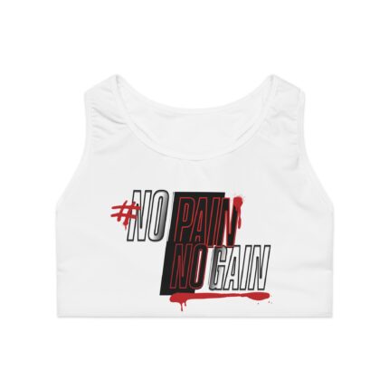 Motivational Sports Bra No Pain No Gain White